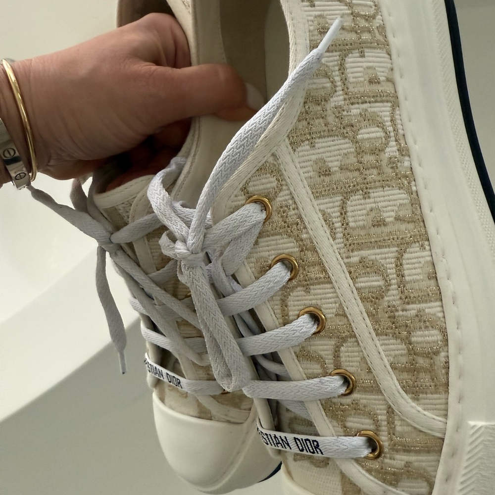 $1200 DIOR Walk’n’Dior Platform Sneaker Gold-Tone Dior Oblique Size 38 - Picture 2 of 16